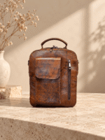 کیف دوشی زنانه چرم طبیعی مدل فروزان رنگ قهوه‌ای