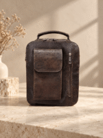 کیف دوشی زنانه چرم طبیعی فروزان رنگ قهوه‌ای تیره