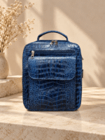 کیف دوشی چرم طبیعی هانا رنگ سرمه‌ای