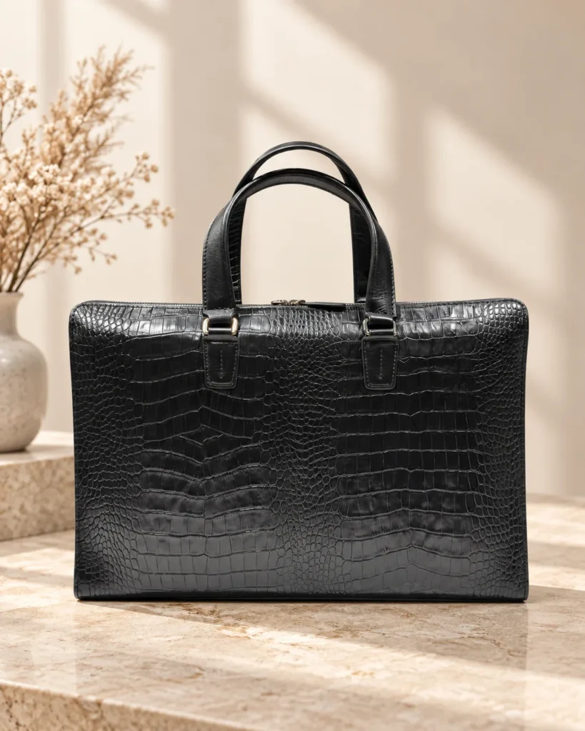 کیف وکالتی چرم طبیعی مدل آسمان رنگ مشکی — نمای ۲
