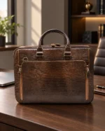 کیف اداری چرم طبیعی مدل پیکادرو رنگ قهوه‌ای — نمای جلو