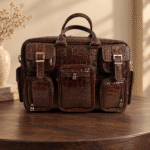 کیف مسافرتی چرم طبیعی مدل مارکو رنگ قهوه‌ای — نمای جلو