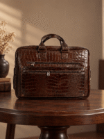 کیف مسافرتی چرم طبیعی مارکو رنگ قهوه‌ای — نمای زاویه‌دار کنار